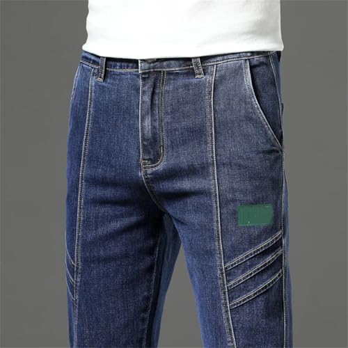 Men's High Waist Printed Jeans Loose Fit Straight Leg Stretch Denim Trousers Plus Size Casual Style4