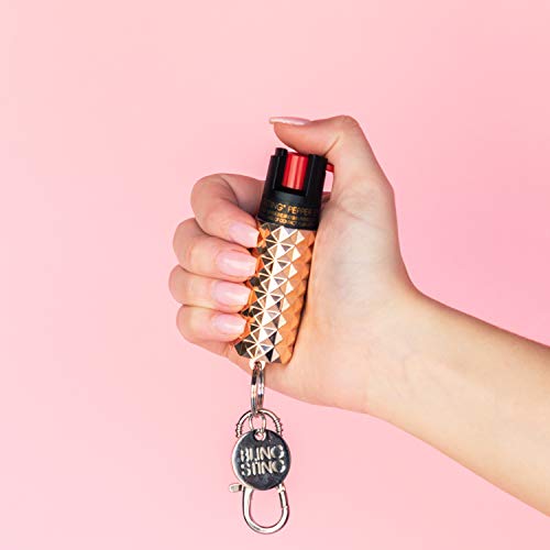BlingSting Pepper Spray Keychain for Women Professional Grade Maximum Strength OC Formula 1.4 Major Capsaicinoids 12 Ft Effective Range Accurate Stream Self-Defense Accessory Designed for Women - Thumbnail 2