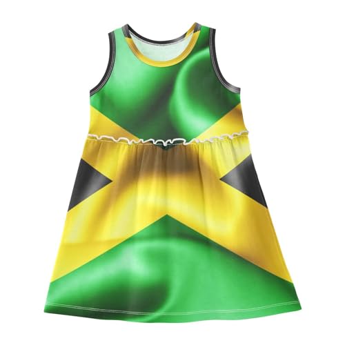 Aflyko Patriot Girls Sleeveless Dress Jamaican Flag Smoke Adorable Tank Play Sundress 2T-8T