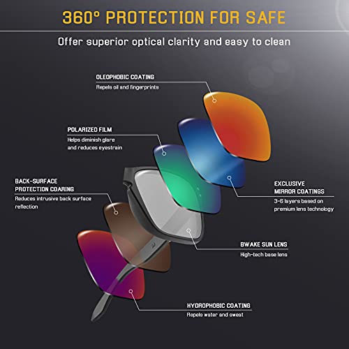 Bwake Verres de rechange polarisés pour lunettes de soleil Costa Del Mar Reefton, bleu glace, Costa Del Mar Reefton – vue 4