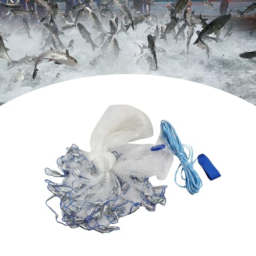 Filet de pêche Ø 5,4 m à immersion rapide avec lest en nylon robuste