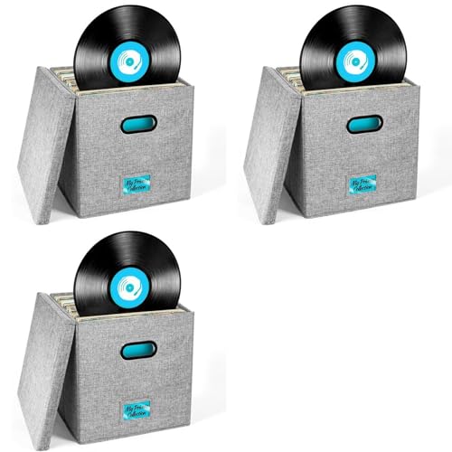 Boîte de rangement pour disques vinyles organisateur album et support déco x3