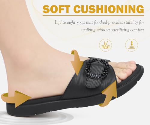 Image of COFACE Womens Dressy Orthotic Slides Lightweight Yoga Mat Thick Cushion Recovery Walking Sandals Adjustable Slip On Slippers with Comfortable Plantar Fasciitis Arch Support