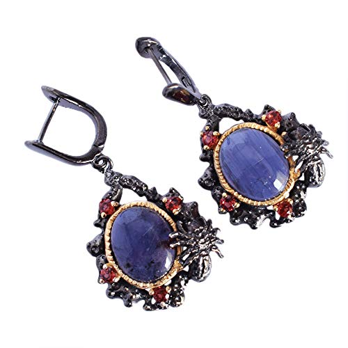 Boucles d'oreilles pendantes à clip argent 925 avec iolite
