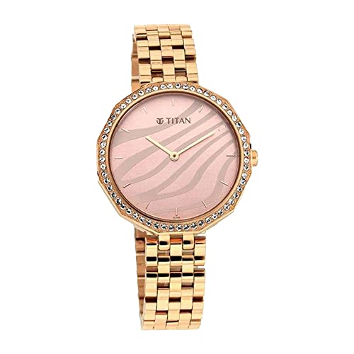 Titan Women Stainless Steel Animalia Analog Rose Gold Dial Watch-95132Wm01/Np95132Wm01, Band Color-Rose Gold Titan Women Stainless Steel Animalia Analog Rose Gold Dial Watch-95132Wm01/Np95132Wm01, Band Color-Rose Gold