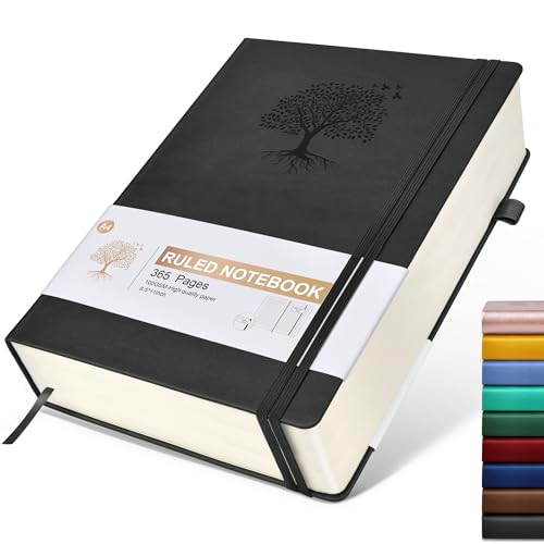 Image of Lined Journal Notebook, 365 Pages A4 Large Journals for Writing Ruled Notebook, Hardcover Leather Journal for Women Men, Daily Notebook for Work, Note Taking, 100Gsm Thick Paper (8.5 inch x 11 inch Blcak)