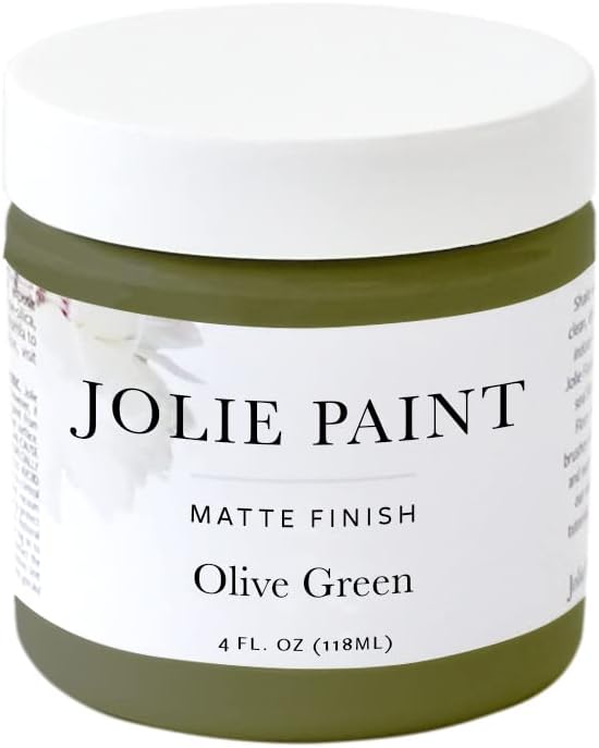 Jolie Paint – Chalk Finish for Furniture, Cabinets, and Décor, Green Wise Certified, No Priming or Sanding, Olive Green [Army Green], 4 Ounces