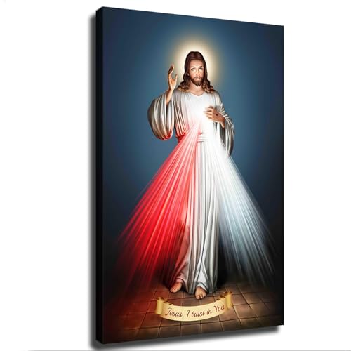 Divine Mercy Image of Jesus Christ Poster Modern Aesthetic Picture Wall Art Home Office Decoration Painting Holiday Gift (16×24inch-Unframed)