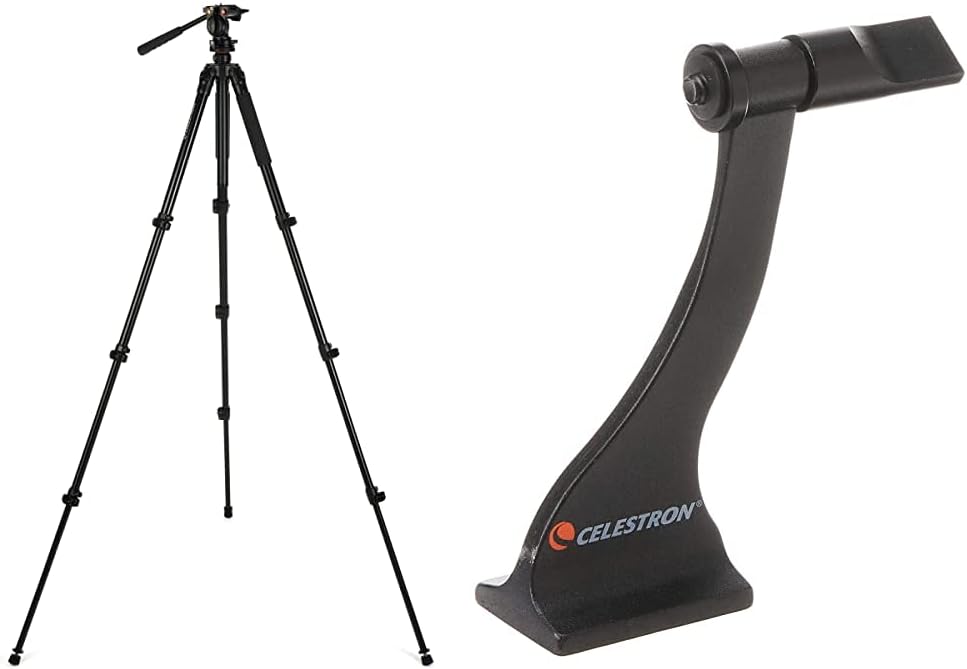 Celestron 82052 Tripod, Regal Premium (Black) & 93524 Roof and Porro Binocular Tripod Adapter, Black