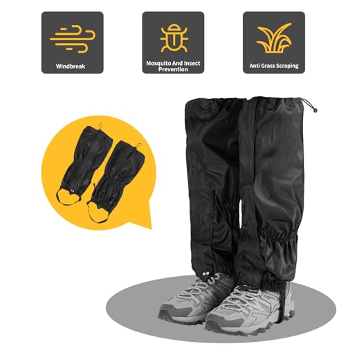Budlgyexi 2PCS Gators for Hiking Boots-Gaiters for Hiking, Waterproof, Sandproof and Anti-Mosquito Bites for Muddy Ground, Desert and Garden (Black) by Budlgyexi - Used condition - Image 5