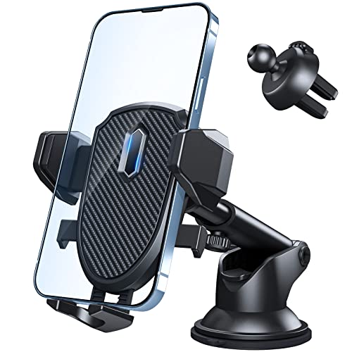 Qoosea Car Phone Holder Mount 3 in 1 Adjustable Cell Phone Holder for Car Dashboard Windshield Super Stable Air Vent Hands Free Clip Cell Phone Holder for All Smartphones & GPS