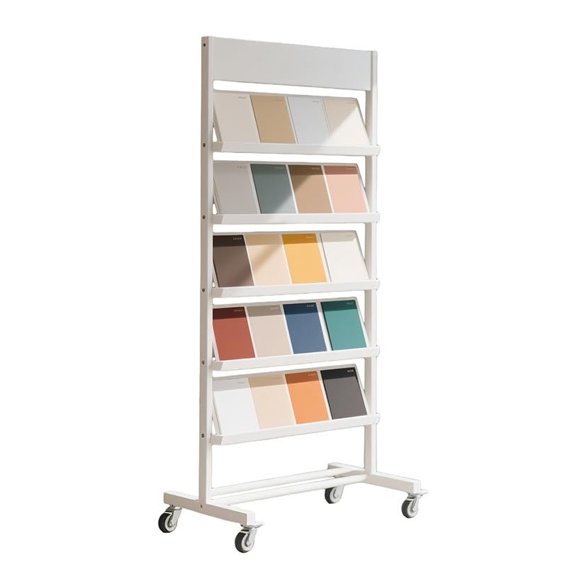 Présentoir Roulant Double Face à 5 Niveaux pour matériaux de Construction – Support de Rangement 80 x 30 x 135 cm avec 4 poulies pour Salons et expositions, Durable et Portable