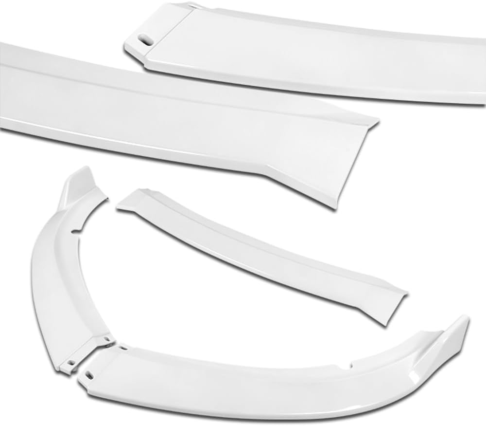 Q1-TECH, 5-Piece Front Bumper Lip + Side Skirt Rocker Winglet Canard Diffuser Wing Compatible with Dodge Charger SE/RT/SXT/GT Base Trim 2015-2023, Front Lip Spoiler Body Splitter (Painted White)