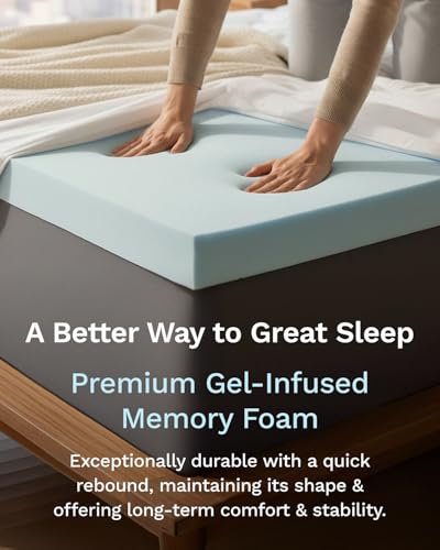 Image of ViscoSoft 2-Inch Memory Foam Mattress Topper Cal King - Reflex Cooling Gel Pad with Removable Washable Cover - CertiPUR-US & Oeko-TEX Certified