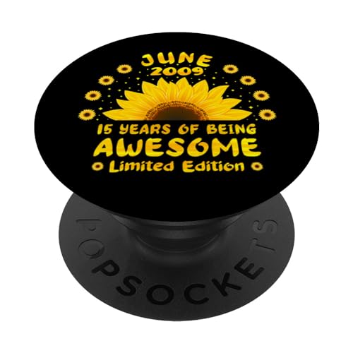 15 Cumpleaños 15 Años Girasol Amante Chicas Junio 2009 PopSockets PopGrip Intercambiable