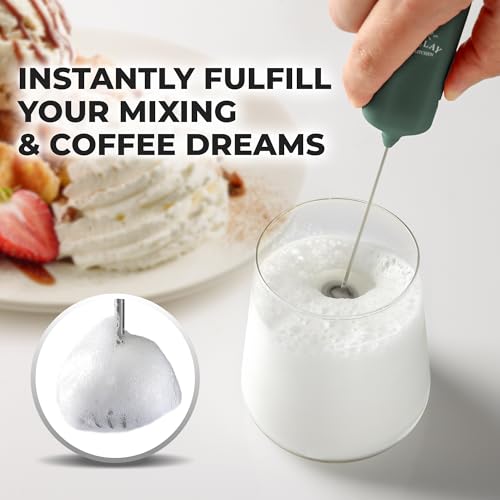 Image of Mini & Mighty Milk Frother Wand - Powerful Handheld Coffee Frother, Battery Operated Drink Mixer - Compact Pocket Size - Detachable Whisk for Latte, Cappuccino, Matcha, Hot Chocolate