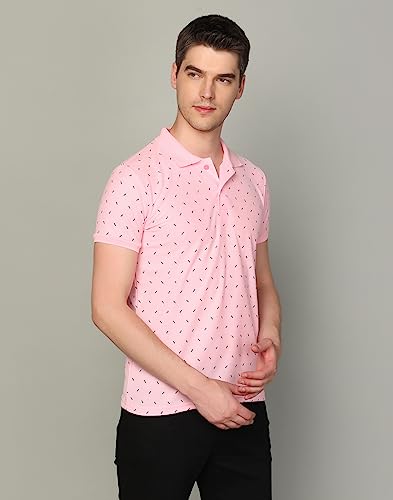 Image of INKKR Men's Printed Polo Neck Half Sleeve Multicolor T-Shirt