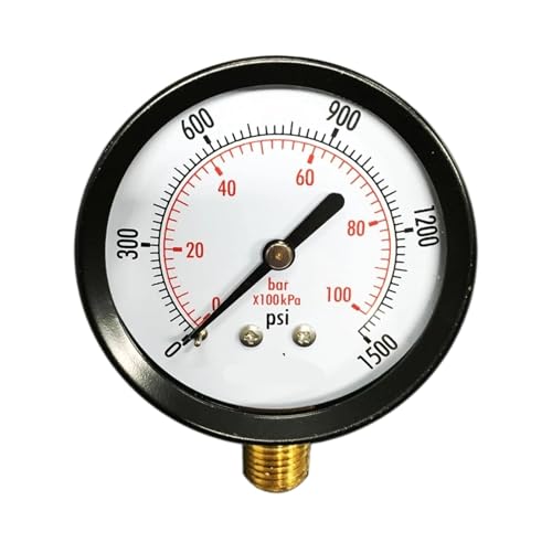 Manomètre 0-1500 PSI haute résistance avec son boîtier robuste en acier noir et raccord NPT