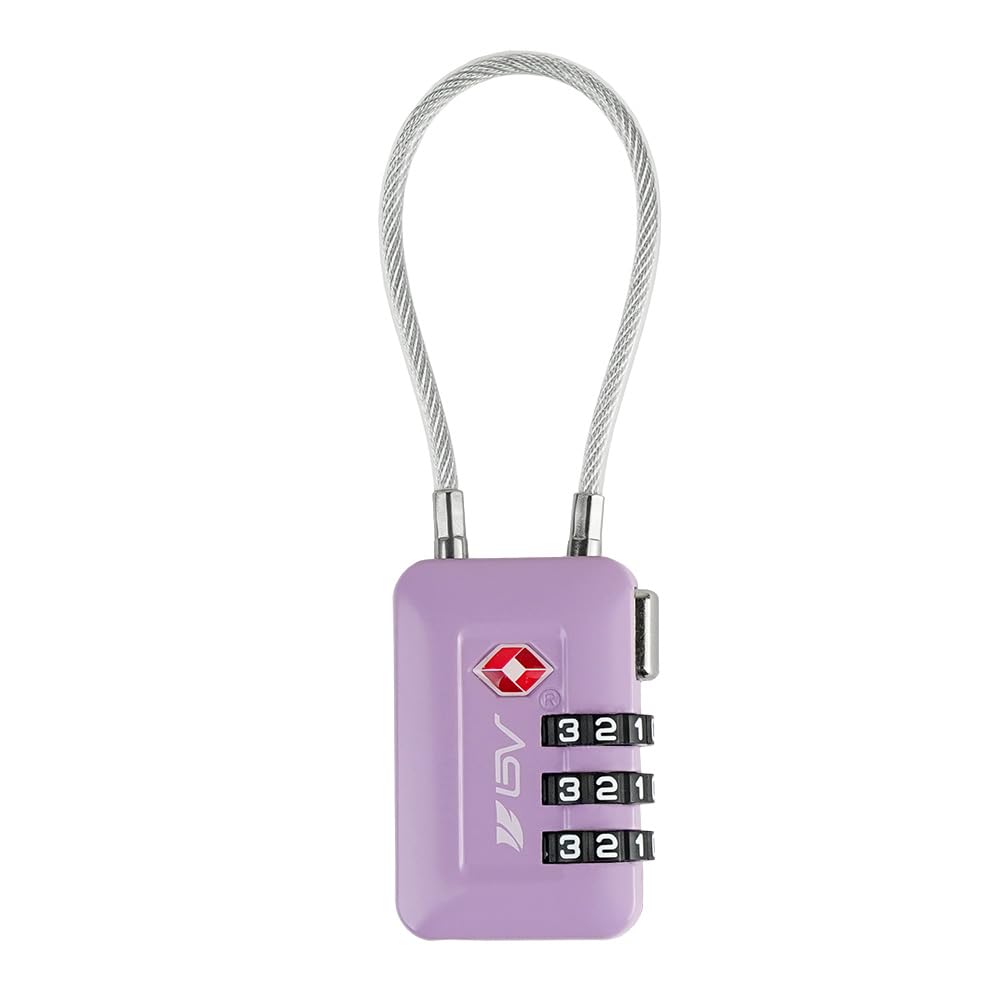 TSA Accepted Luggage Travel Lock, Set-Your-Own Combination Lock for School Gym Locker, Luggage Suitcase Baggage Locks, Filing Cabinets, Toolbox, Case (Purple, 1 Pack)