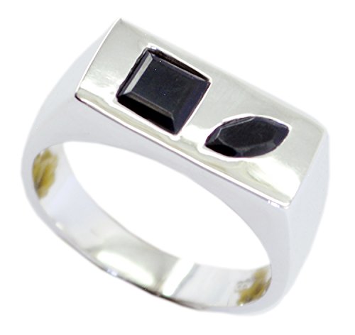 Bague en onyx naturel argent 925 pierre précieuse noire femme taille 5 à 12