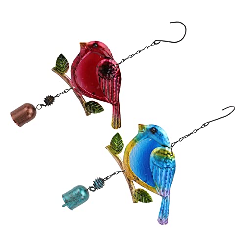 VOSAREA 2 Pçs Folha Pássaro Carrilhão De Vento Sinos De Vento Ao Ar Livre Sinos De Vento De Metal Si