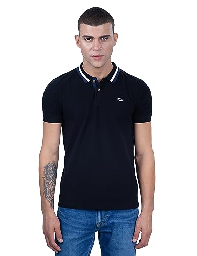 Image of Revolt Streetwear SINDICATE Men Revolt Men's 100% Cotton Polo T-Shirt - with Logo Branding (Jet Black, L)