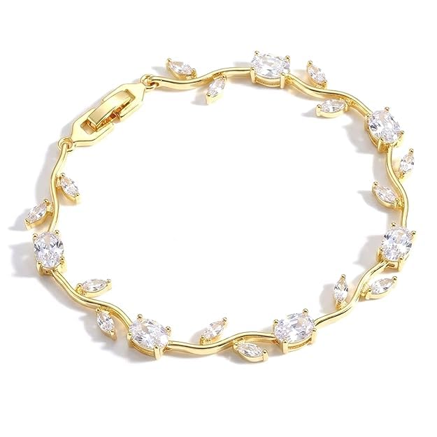 Tulip Bracelet for Women Stylish | Gold Plated Crystal Floral Jewellery | Adjustable Wrist for Women & Girls Stylish | Elegant Tulip Bracelet for Women, Party & Daily Wear Accessory-image-17