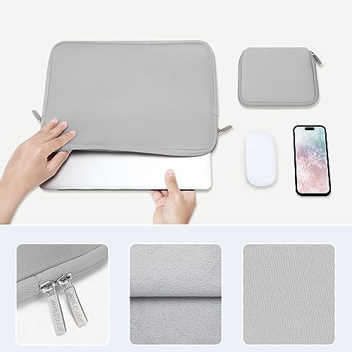 Image of MOSISO Laptop Case 13.3 inch, 13-13.3 inch Laptop Sleeve Bag Compatible with MacBook Air /Pro 13 /Pro 14 M5 M4 M3 M2 M1, HP Dell ASUS Lenovo, Neoprene Computer Sleeve Bag with Small Case, Light Gray