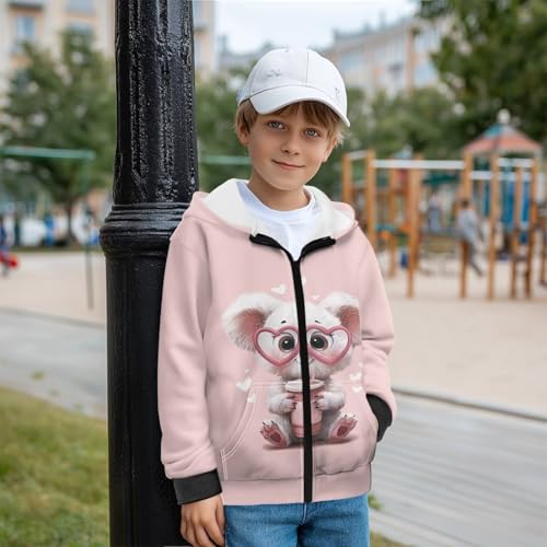 Kids Soft Fleece Zip Up Hoodie, Warm Long Sleeve Polyester Sweatshirt with Pocket for Kids S-XL4