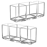 Top-spring Makeup Brush Holder Organizer, 3 Slot Acrylic Makeup Brush Organiser, Eyeliners Display Holder for Comestic Organizing (2 Packs Clear)