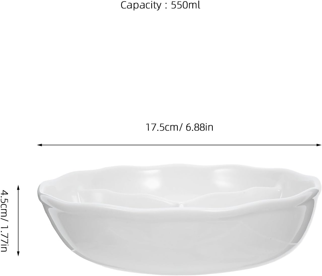 COLLBATH Ceramic Divided Bowls: Small 3 Sections Salad Dish - 18.6 Oz Portion Control Plate - Sandwich Plate for Cereal Rice Dessert Milk Ice Cream 6.9"
