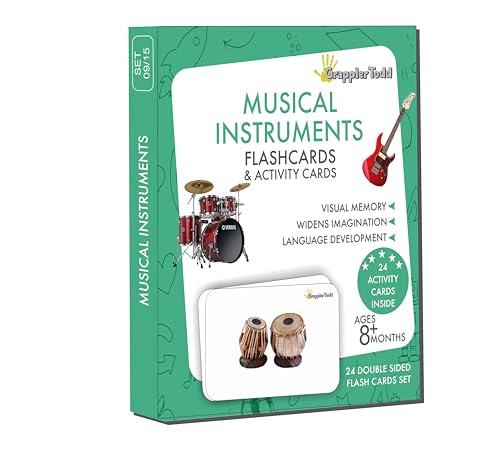 Image of GrapplerTodd Musical Instruments Activity Flashcards for Kids, Early Learning Toys, Flashcards for Preschoolers & Toddlers, Montessori Educational Toys, 6 Months to 6 Years Kids