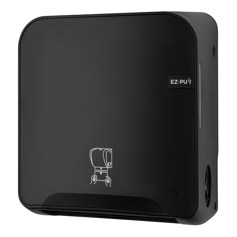 EZbrnd Wall Mount High Capacity Mechanical Hands-Free Manual Roll Towel Paper Dispenser for Commercial/Washroom/Office, Black, 5300B-EZ