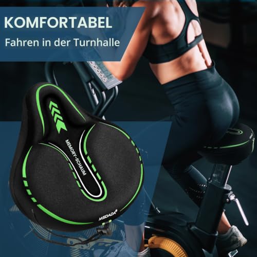 MSDADA Gel Gepolsterter Fahrradsattelbezug, Extra Weicher Schaum Breit Groß Memory Foam Sattelbezug für MTB, Heimtrainer Fahrrad, Peloton… – Ansicht 6