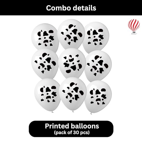 Image of HK balloons 30Pcs Cow Print Balloon Birthday Decorations - Funny Cow-Themed Party Supplies Latex Balloon in Black and White for Western Cowboy Theme for Kids Birthday Party Supplies Decorations