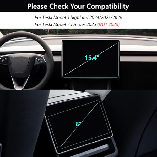 HATUFU For Tesla Model 3 Highland 2024-2026 & Model Y Juniper 2025 Screen Protector [No Glare & Anti-Fingerprint] Tempered Glass with Auto-Align Touchscreen Accessories Front & Rear (Matte) by HATUFU - Image 2