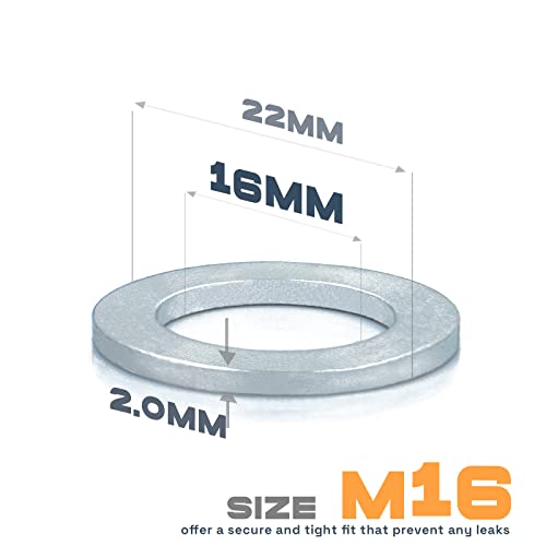 Image of 20Pcs M16 Oil Drain Plug Gasket, Aluminum Crush Washer, Seal Ring by KeeRoarin, 16mm*22mm*2mm