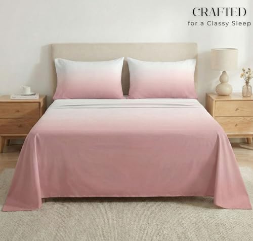 Image of HOMEKART Satin Bedsheet King Size for Double Bed |300 TC Ultra Soft,Silky Smooth Satin Silk Bed Sheet with 2 Pillow Covers |Luxury Bedsheets for Romantic /Date Night (108x108 Inche,(Blush Cloud)