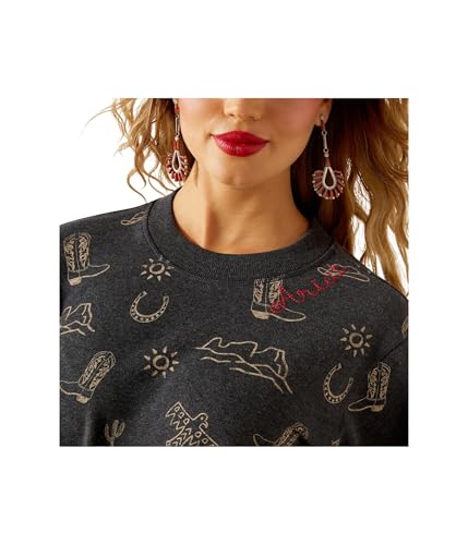 Ariat Women's Oatmeal Essential Crew Neck Sweatshirt3