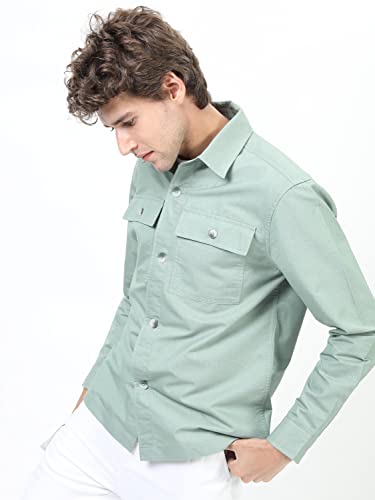 Image of Ketch Men's Polyester Slim Fit Solid Full Sleeve Over Shirt
