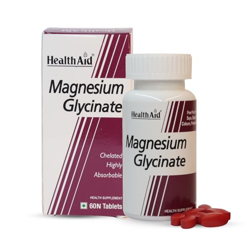Image of HealthAid Chelated Magnesium Glycinate with Zinc (1682 mg) - Magnesium Supplement for Muscle Recovery, Sleep Support, Cramps Relief & Nerve Health | Promotes Brain Health - 60 Veg Tablets