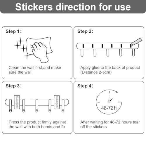 Miniatura 9 de Flintronic Flip Perchero De Pared, Perchero De Pared Plegable 5 Ganchos, Percha De Pared Natural Para Colgar Abrigos Bufandas, Monederos Y Más- Álamo, Blanco
