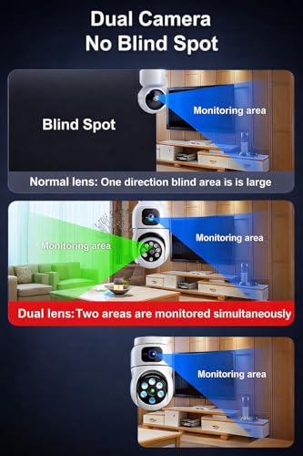 Image of 1080P Dual Lens Indoor Security Camera 3MP+3MP 360 Pan Tilt WiFi Home CCTV Camera with Night Vision Motion Detection Two Way Talk Surveillance SR14
