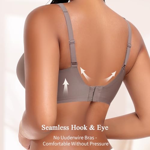 Image of DOCUMO Deep V Bras for Women No Underwire Comfort Wireless Bralettes Adjustable Sleep Seamless Plunge Bra with Bra Extender