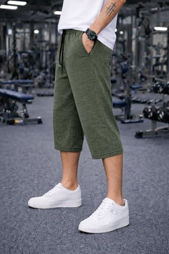 Image of Mack Jonney Men's Sports Capri Pants | Lightweight Polyester Workout 3 /4 Pants with Elastic Waist for Gym, Running & Training-M8356