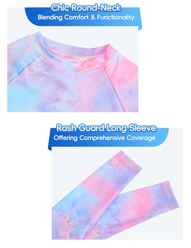 Snowheart Girls Rash Guard Swimsuit Set Long Sleeve Bathing Suit Two Piece 3-12 Years3
