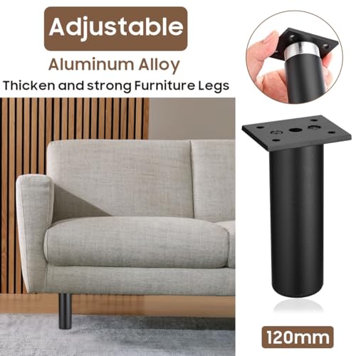 MixDora 4Pcs Adjustable Furniture Legs Black Metal Sofa feet Aluminum Alloy Couch Legs Wardrobe Foot Bed Feet Furniture Replacement Legs - Image 3