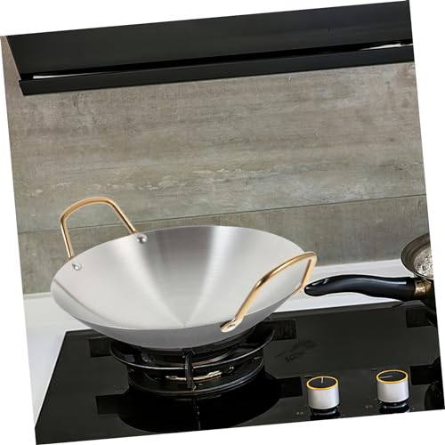 Wok pequeño de acero inoxidable con doble asa antiadherente miniatura 5