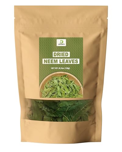 Diyons whole dried neem leaves 0.3 oz (10 g) 100% Natural and Air Dried Neem Leaves From Sri Lanka Packed in a Kraft Stand up Resealable Pouch.