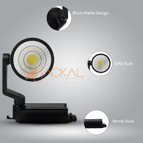 Image of JACKAL 30 Watt Warm White LED Track Light /Spot Light /Focus Light /Picture Light (Pack of 3), Indoor Light with Rotatable Head | Perfect for Showrooms, Shops and Living Room - Trackway Included